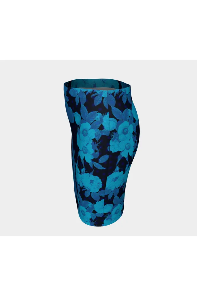 Classic Blue Floral Fitted Skirt