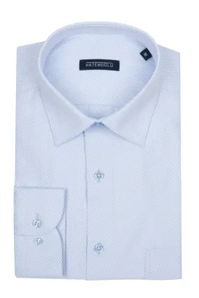 Classic Fit Pin Check Cotton Blend Ice Blue Dress Shirt