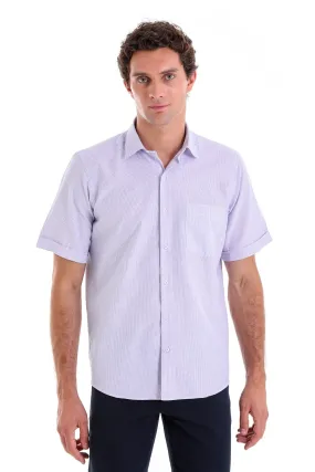 Comfort Fit Pin Check Cotton Blend Lilac Dress Shirt