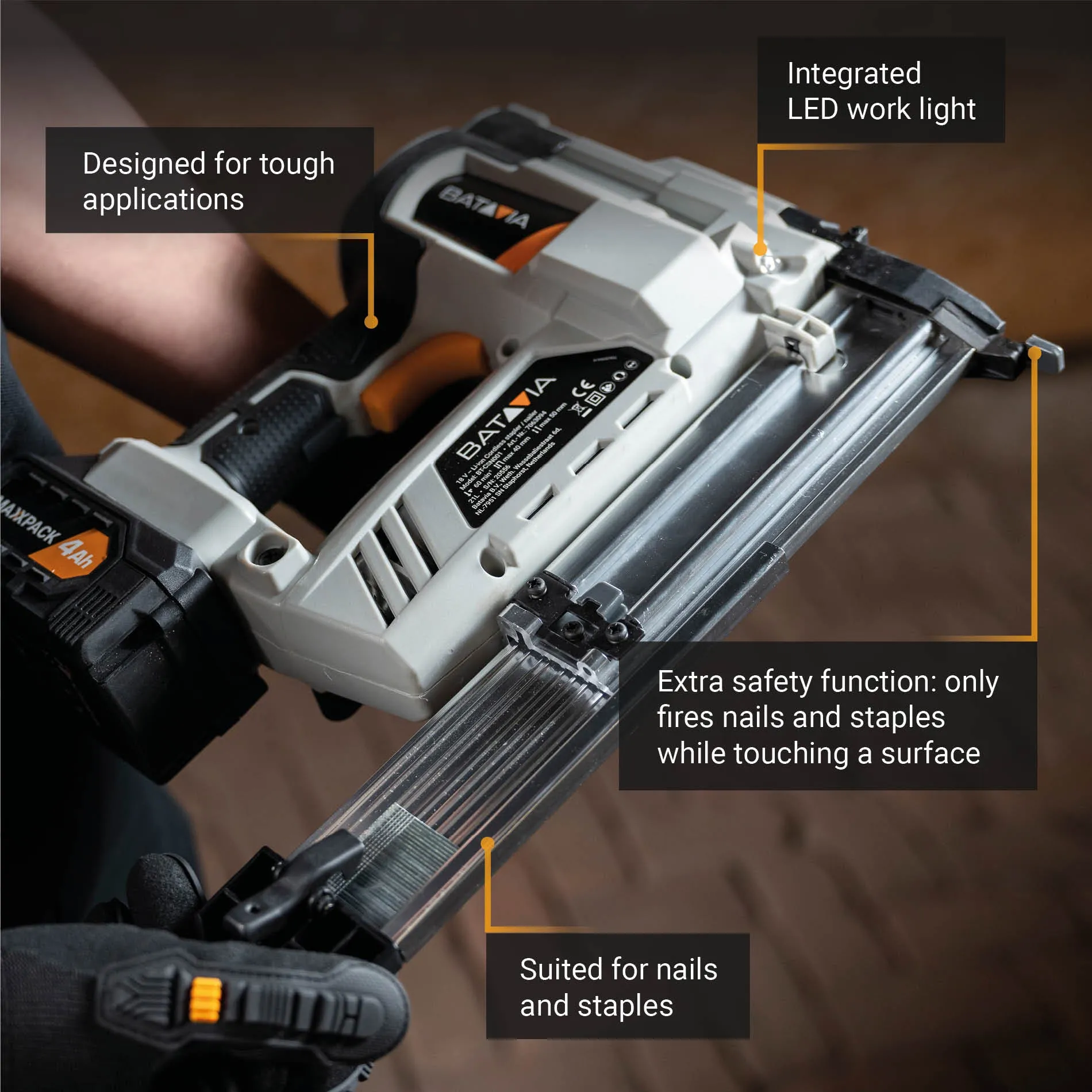 Cordless Tacker/Staple/Nail Gun 18V