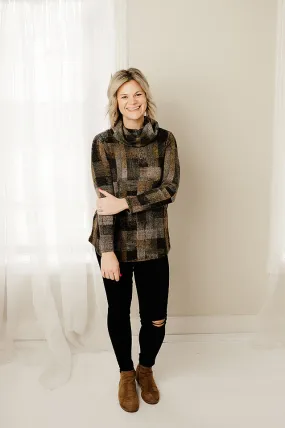 Cowl Checker Knit Top