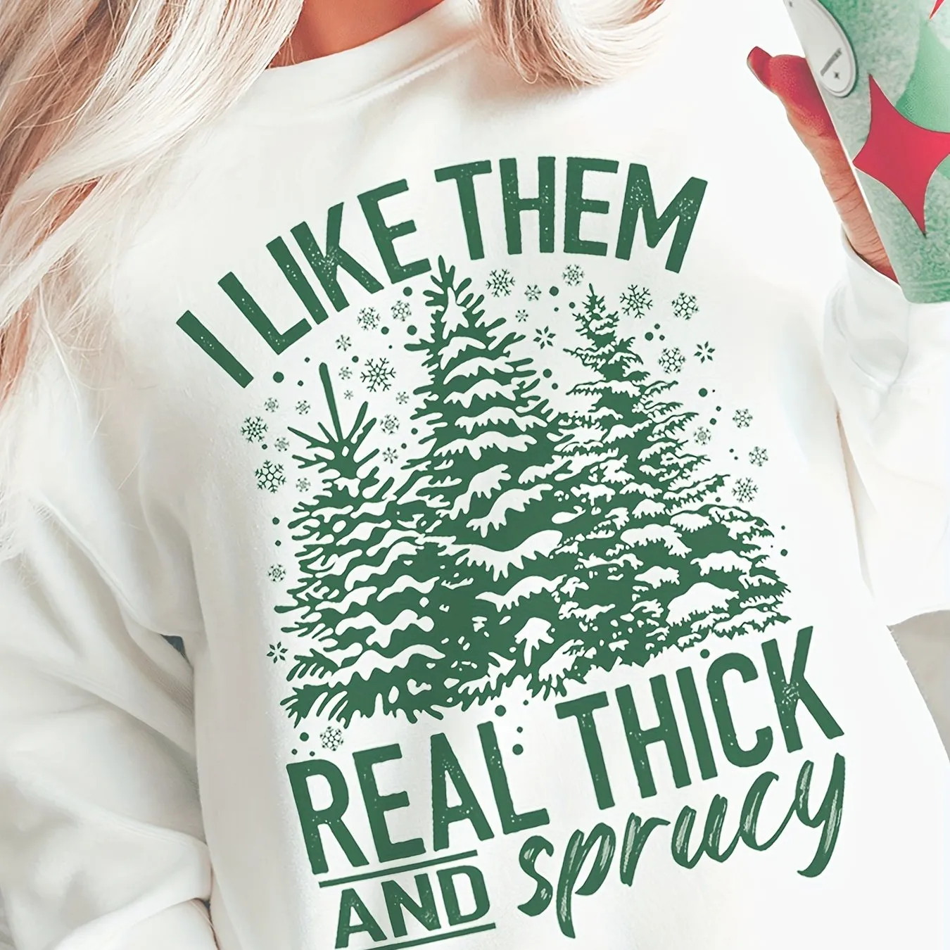 Cozy Christmas Tree & Letter Print Crew Neck Loose Sweatshirt - Soft Micro Elasticity Polyester Fabric, Vacation-Ready, All-Season Wear - Womens Casual Long Sleeve Crew Neck Sweatshirt for Holiday Fun