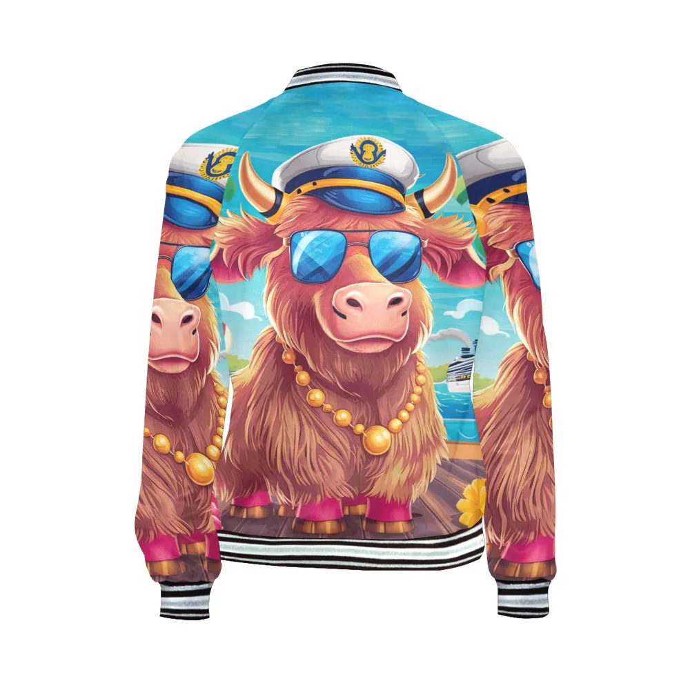 cruise Highland cow Bomber Jacket for Women