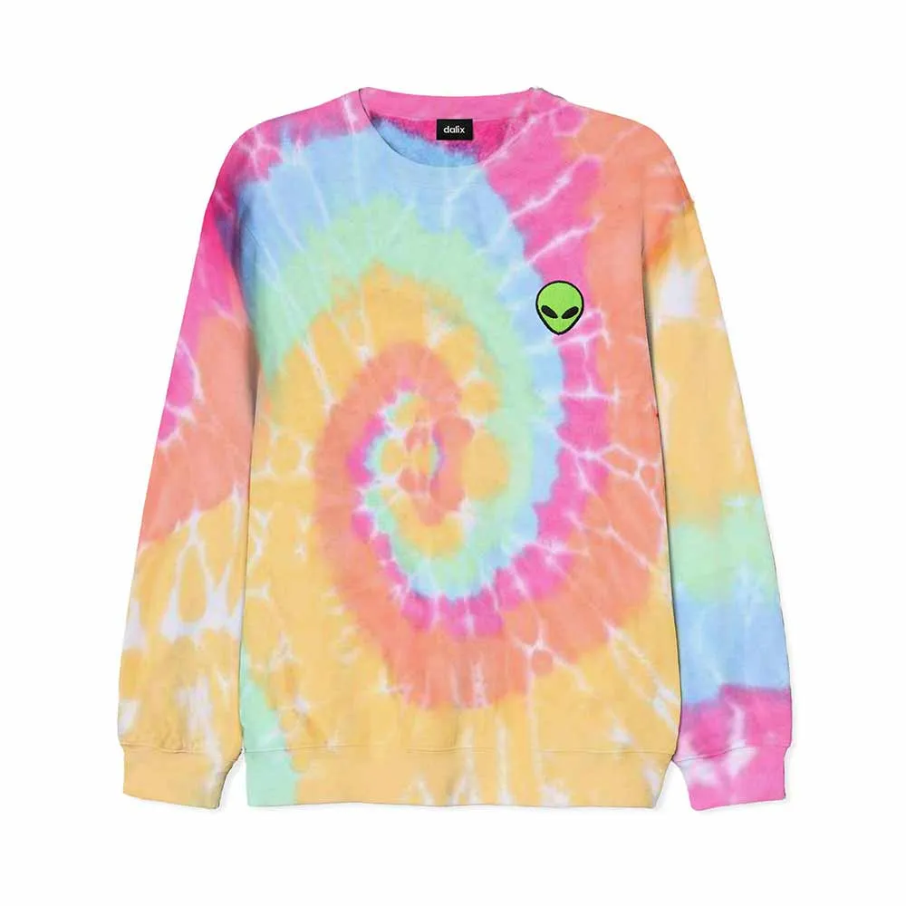 Dalix Alien Tie Dye Crewneck Sweatshirt