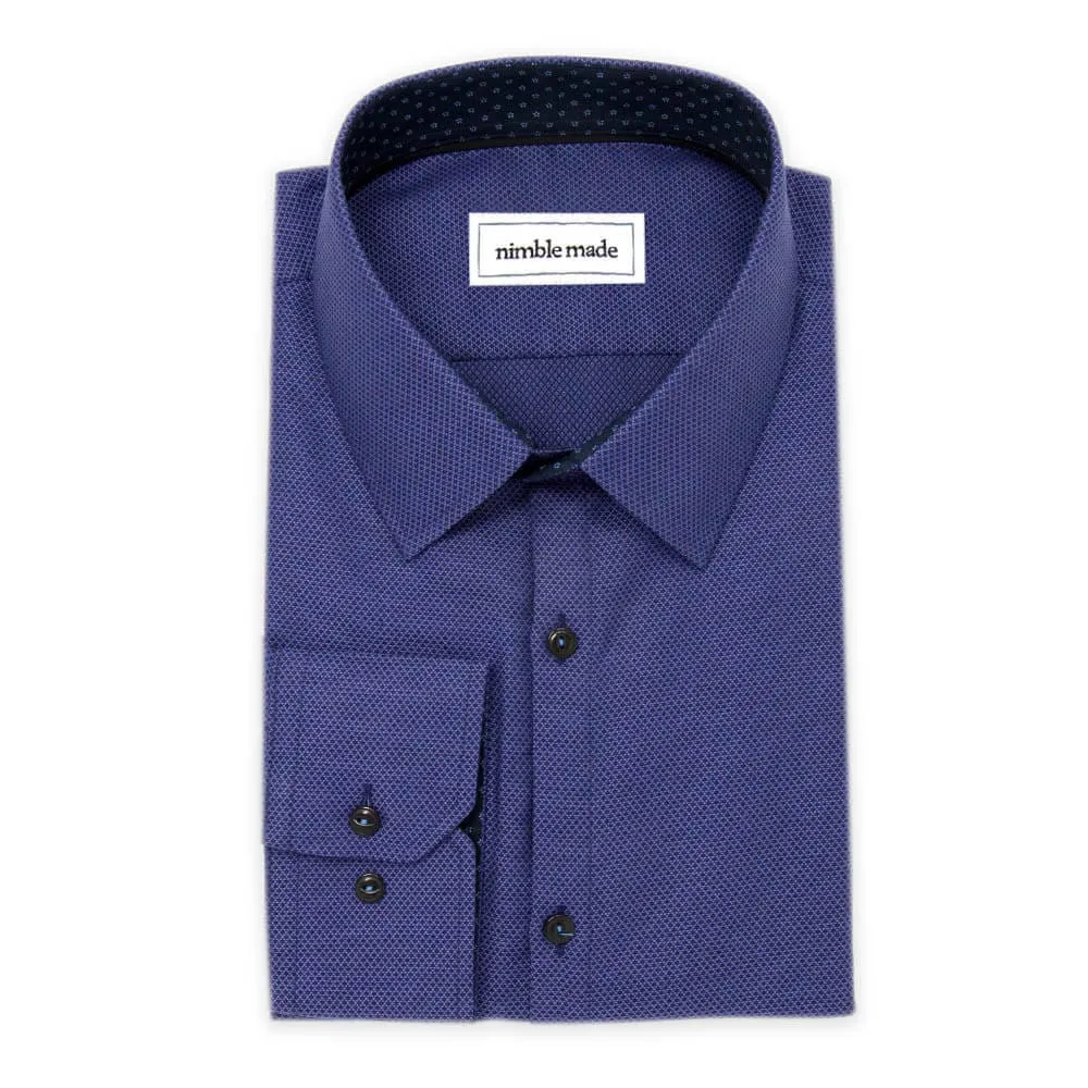 Dark Blue Textured Dress Shirt | The Azure