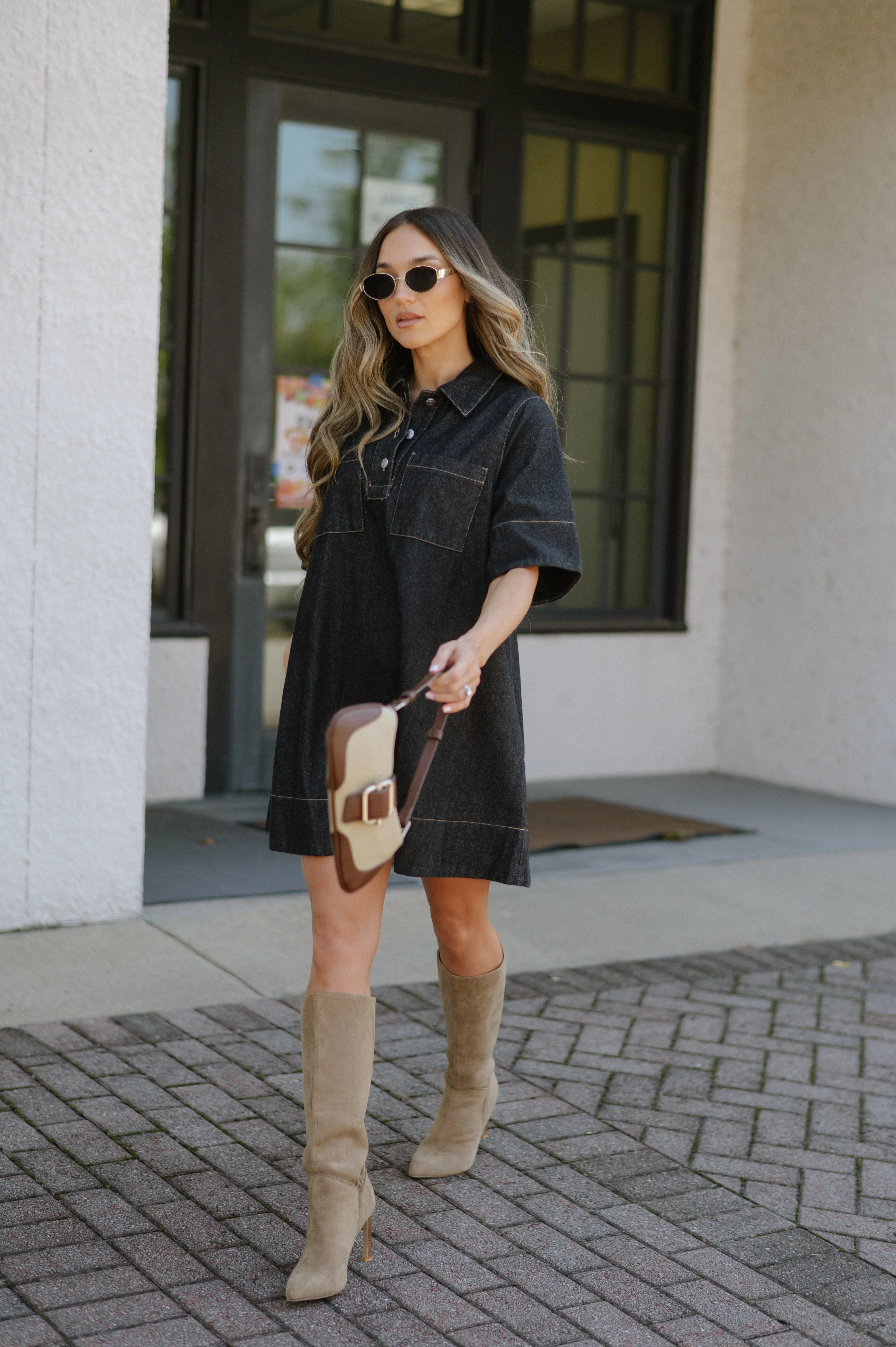 Denim Short Dress-Dark