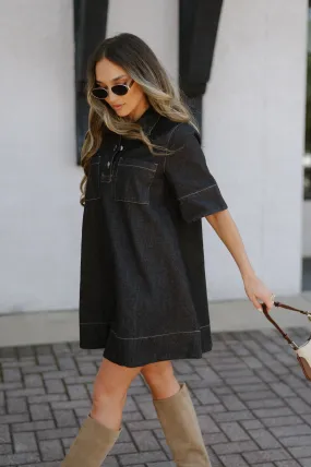 Denim Short Dress-Dark