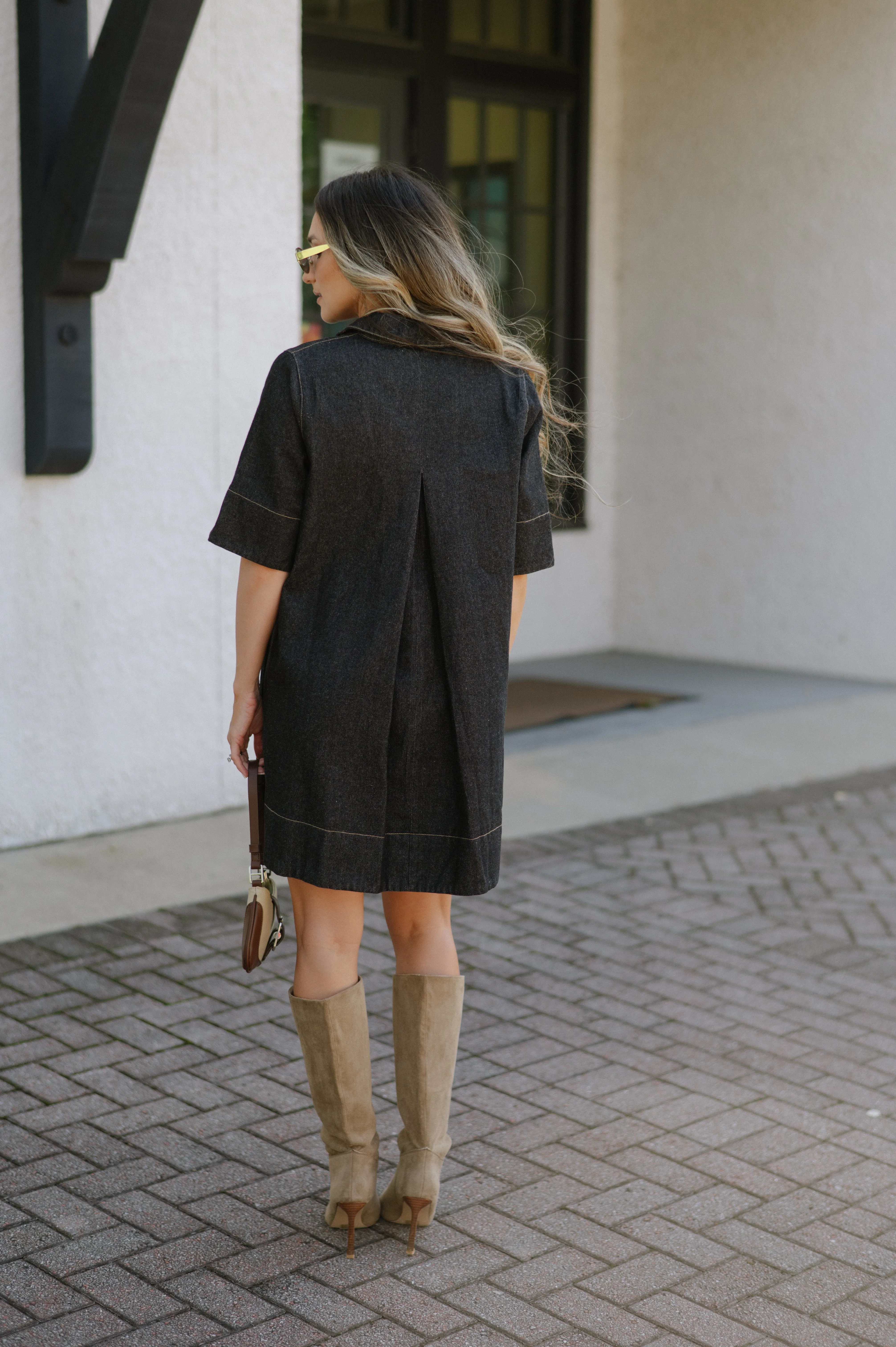 Denim Short Dress-Dark