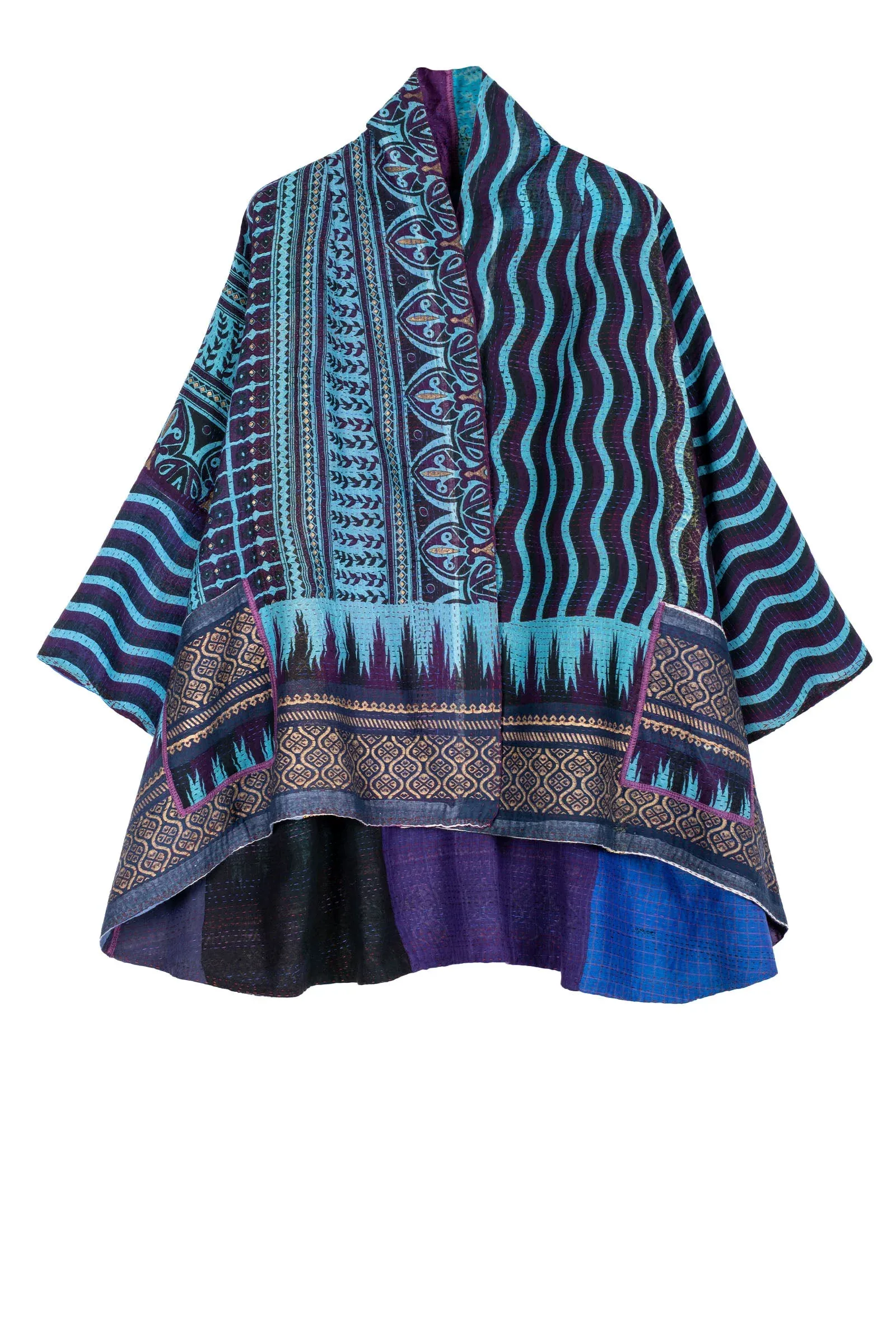 DESERT WAVES KANTHA KIMONO JKT - dw2004-blu -