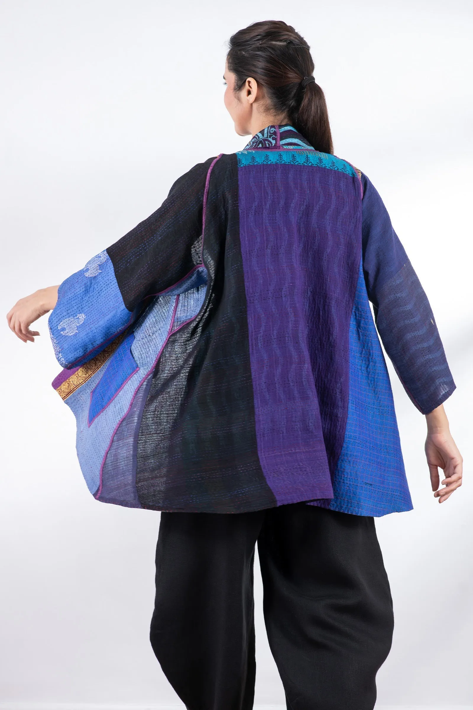 DESERT WAVES KANTHA KIMONO JKT - dw2004-blu -