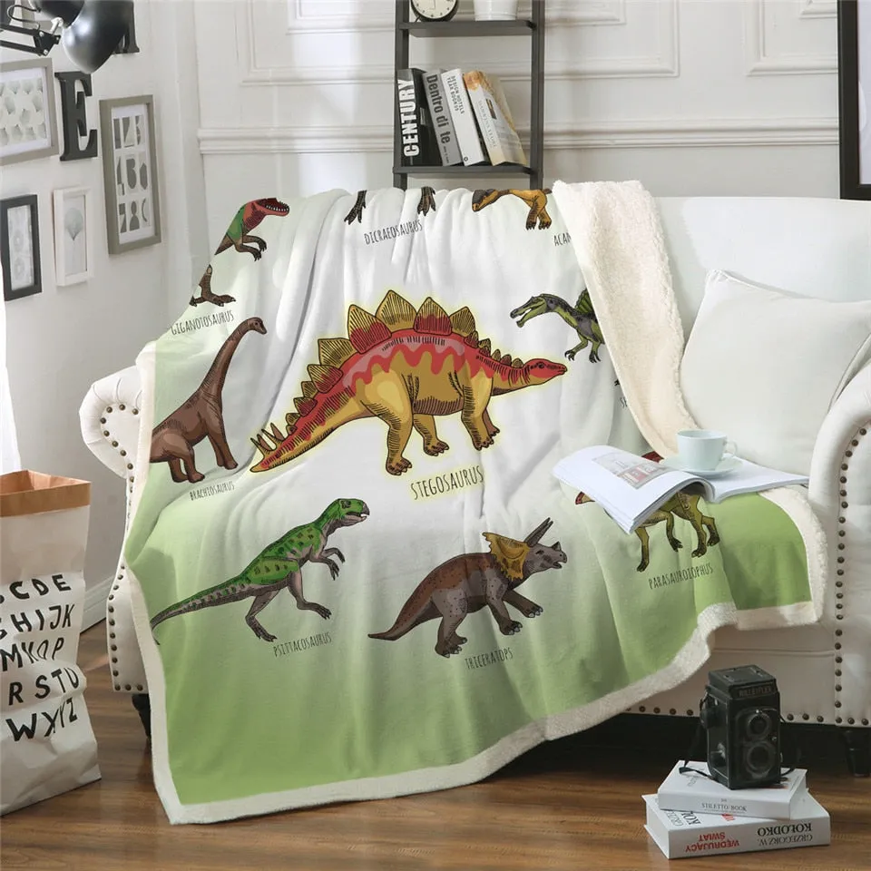 Dinosaur Sherpa Blanket