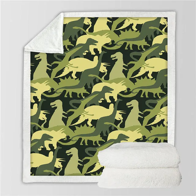 Dinosaur Sherpa Blanket