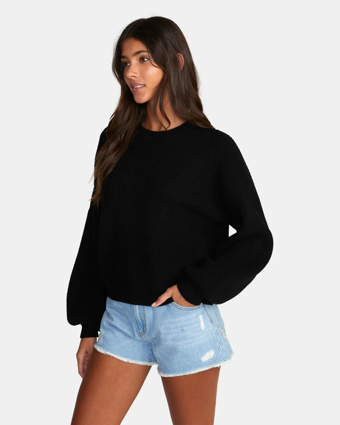 Dip In Pullover Sweater - Black