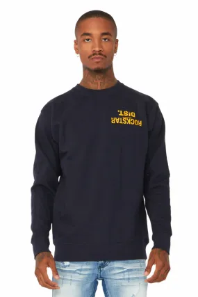 Dist. Town Navy/Yellow Graphic Crewneck