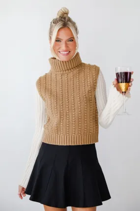 Dreamy Choice Taupe Turtleneck Sweater Top