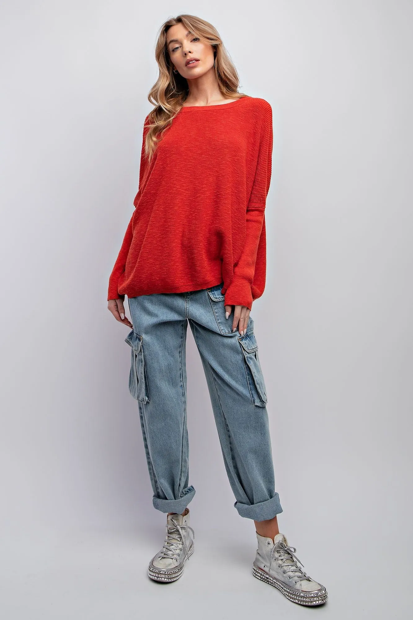 Easel Perfect Red Knit Sweater