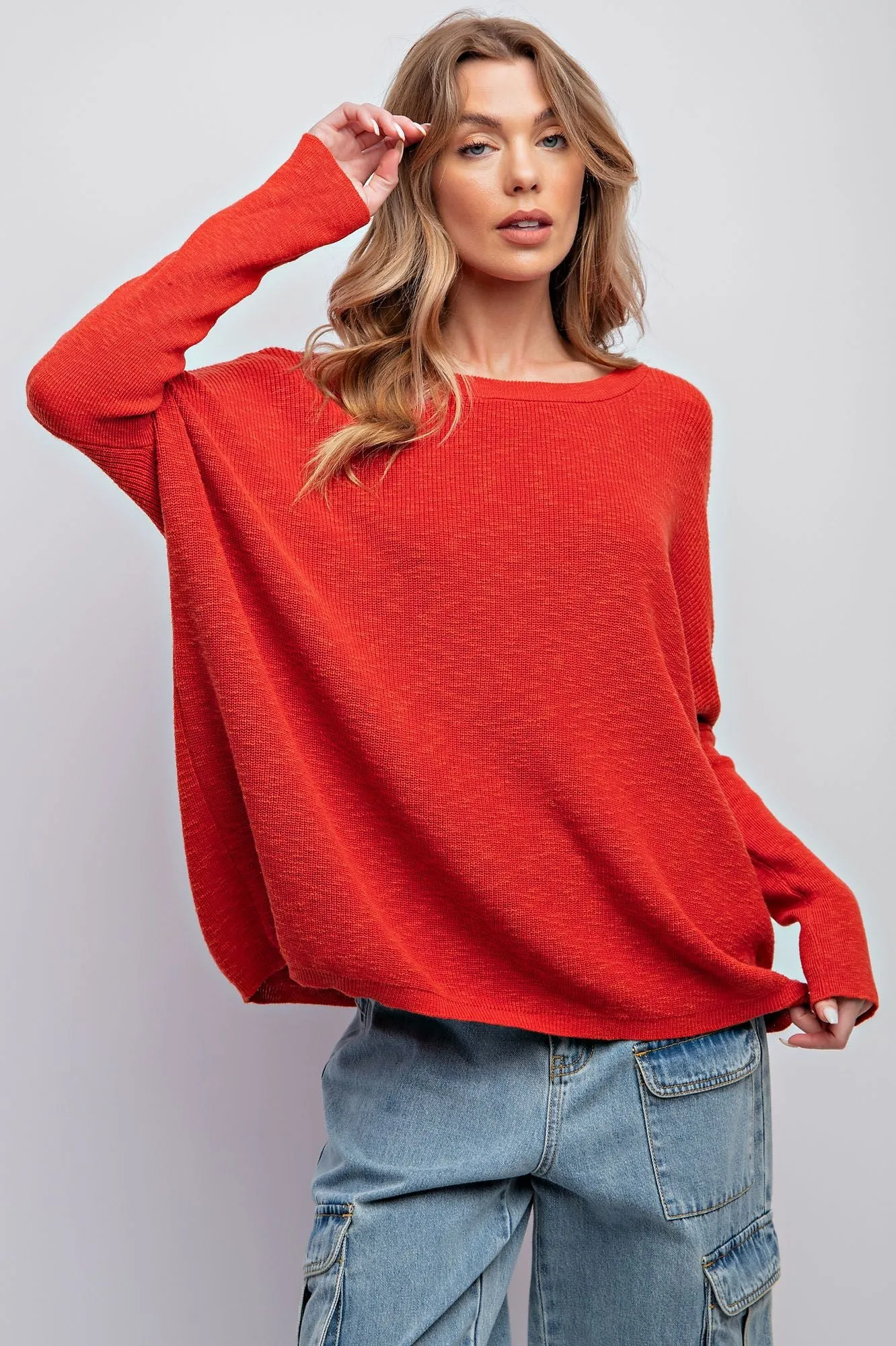 Easel Perfect Red Knit Sweater