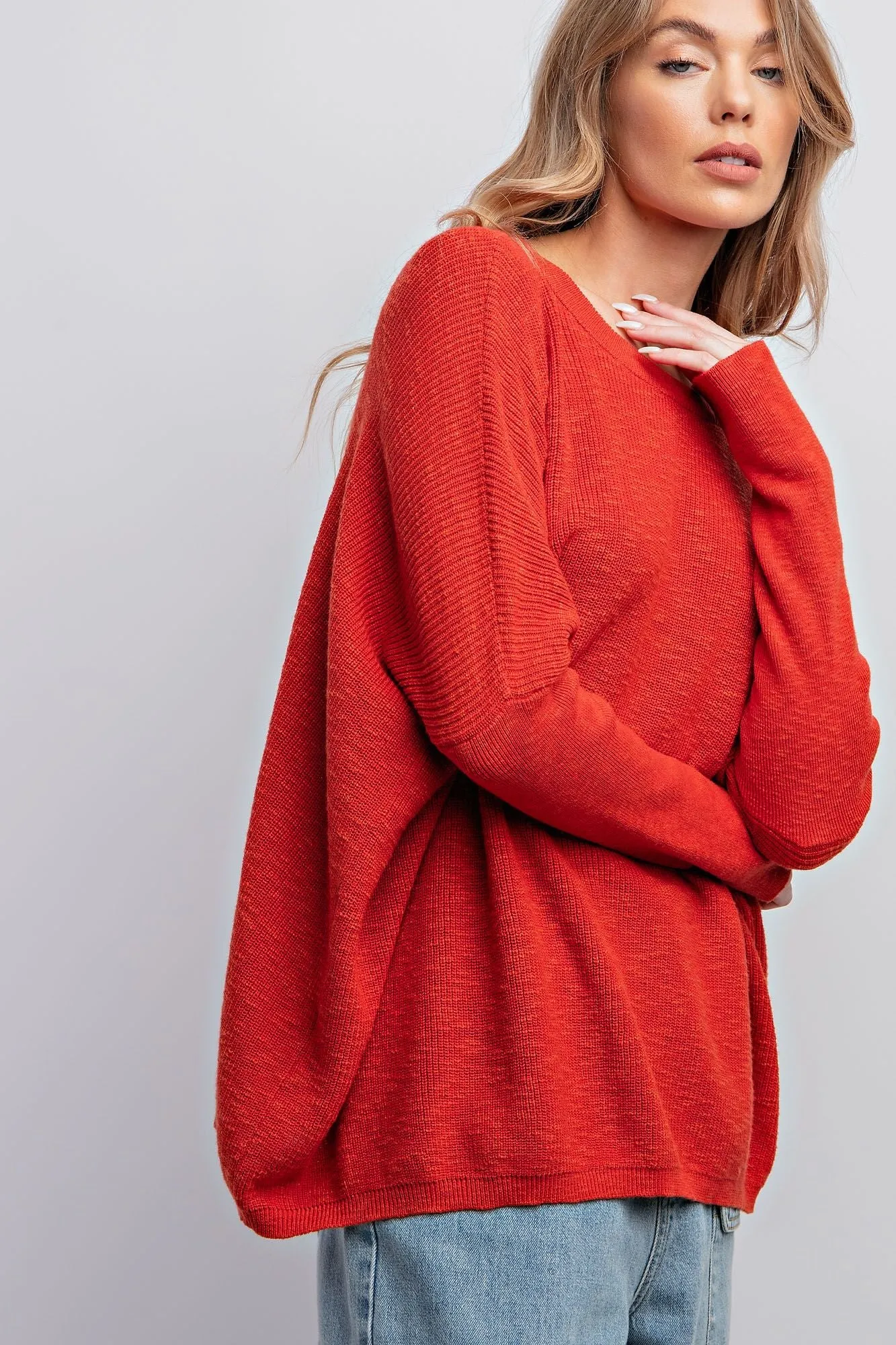 Easel Perfect Red Knit Sweater