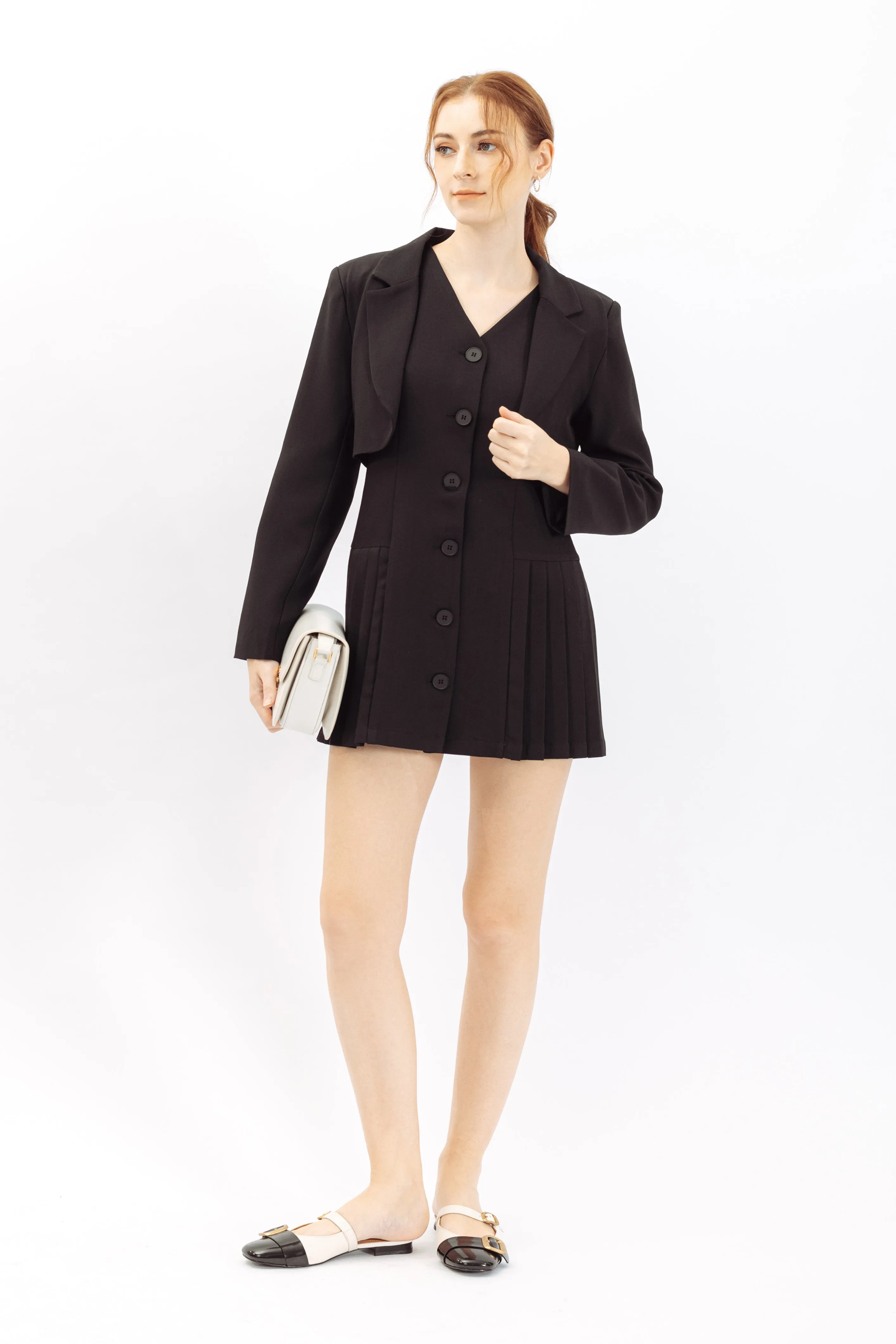 Elinne Cropped Blazer & V Neckline Mini Dress Set