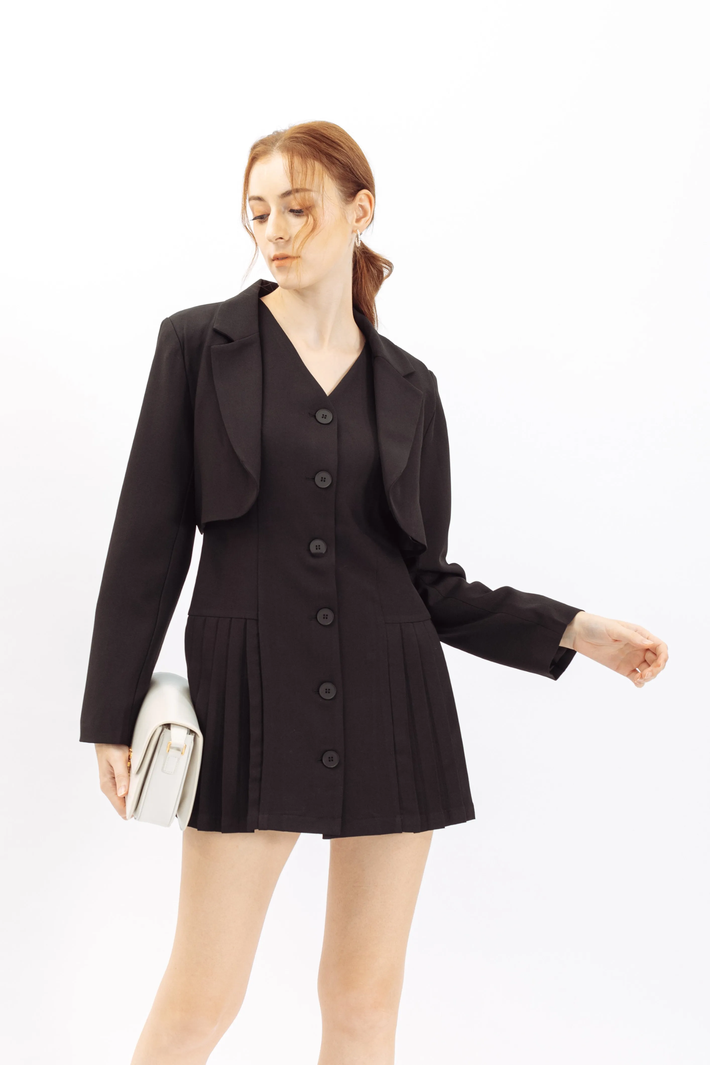 Elinne Cropped Blazer & V Neckline Mini Dress Set