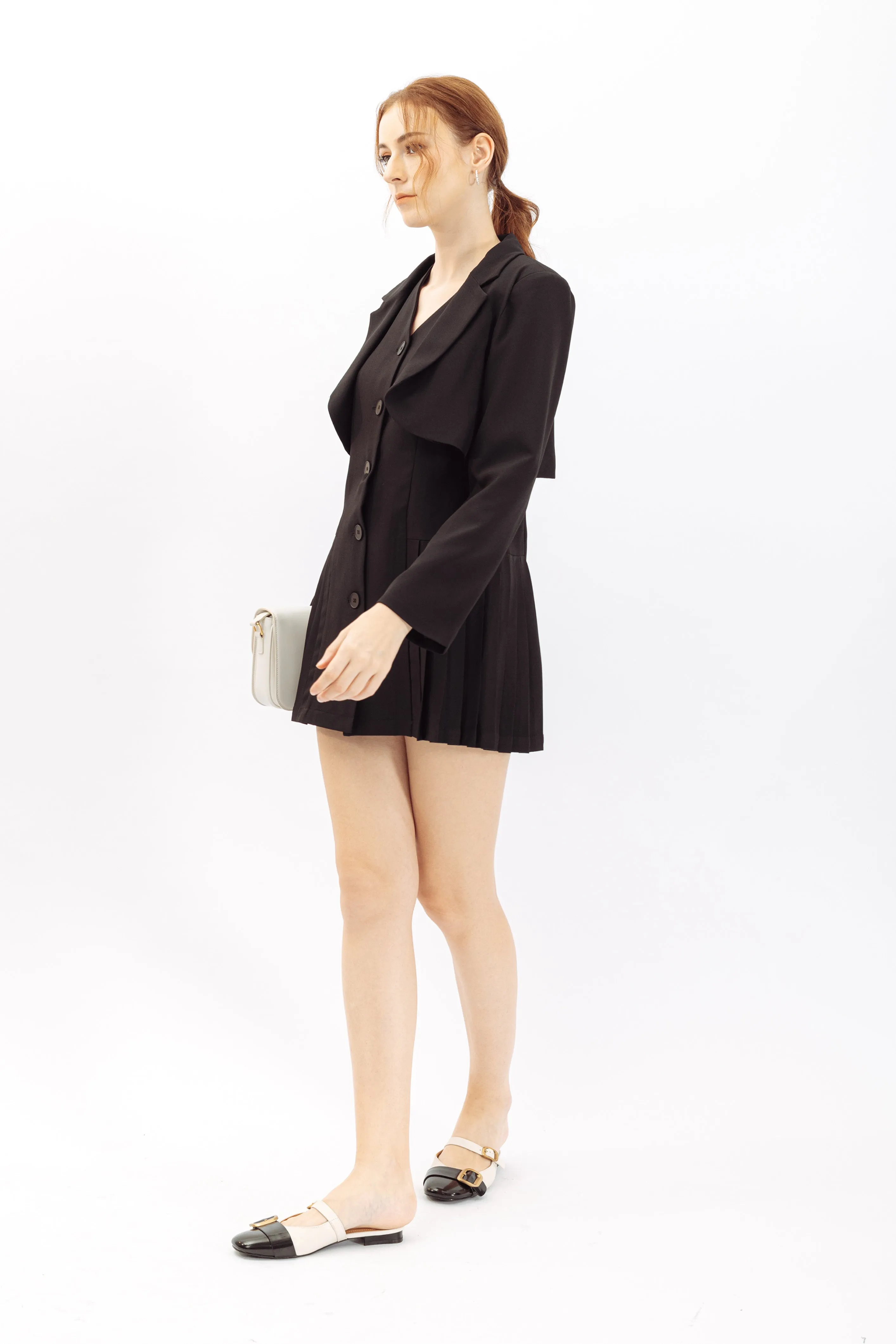 Elinne Cropped Blazer & V Neckline Mini Dress Set