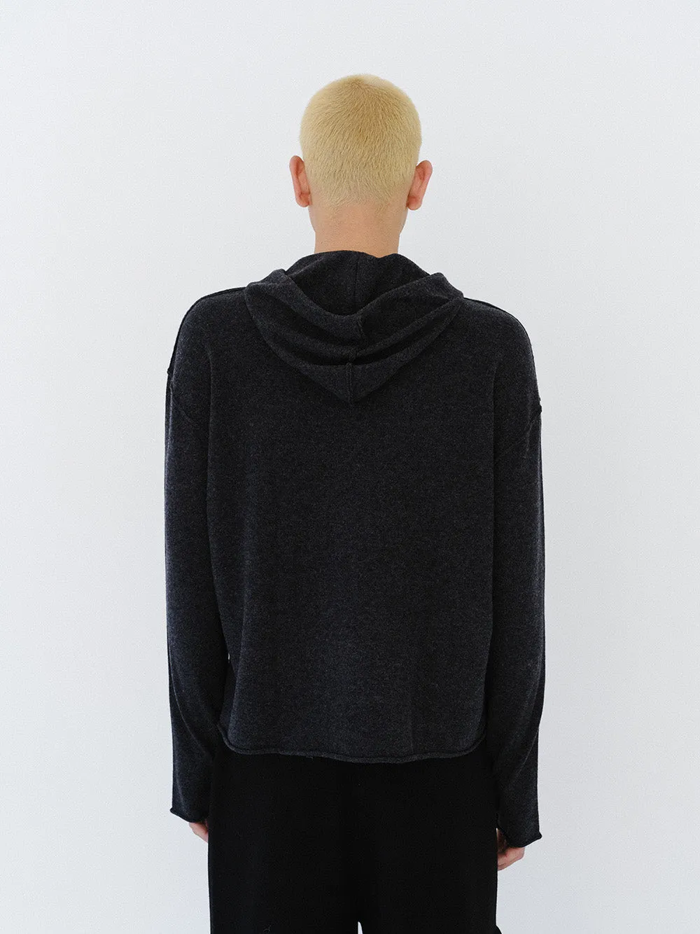 (EQUILIBRIUM) (UNISEX) ETHAN CASHMERE WOOL HOODIE KNIT (BLACK)