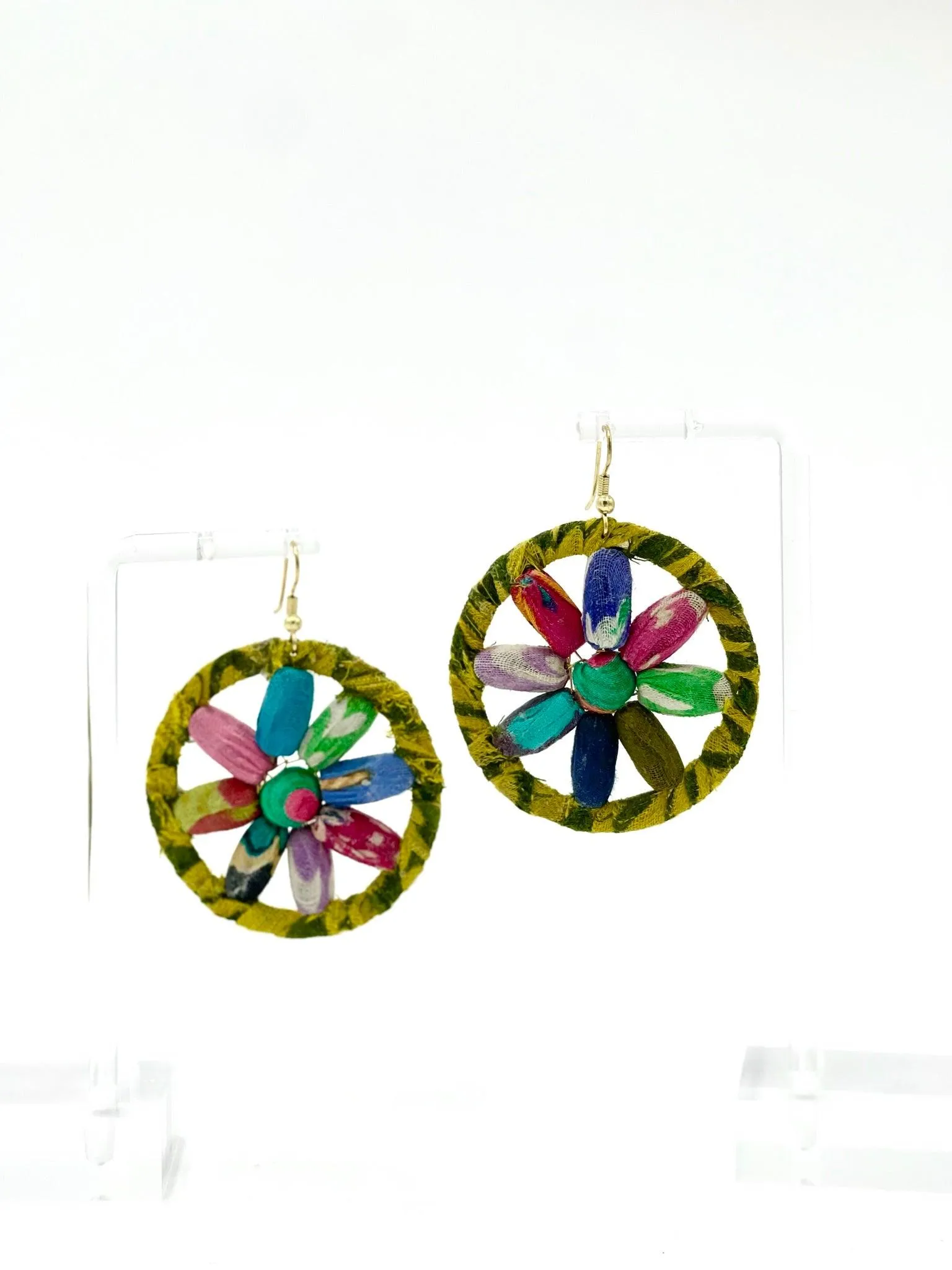 Fair Trade, Hoops/Earrings with Upcycled Cotton Fabric