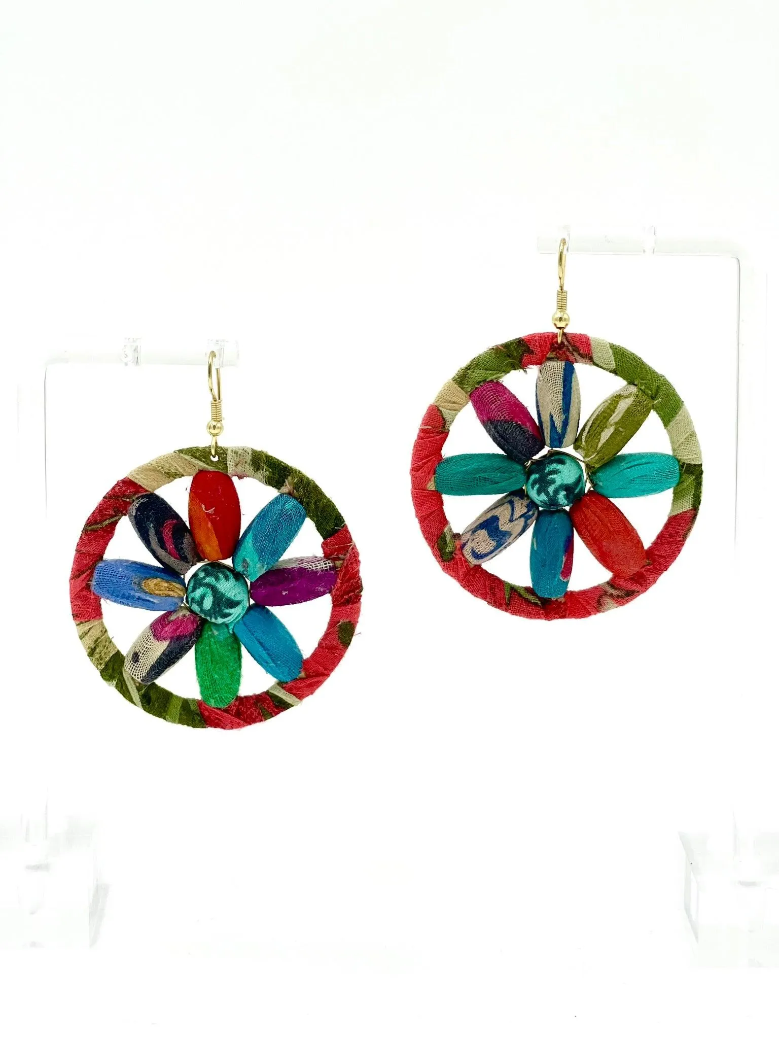 Fair Trade, Hoops/Earrings with Upcycled Cotton Fabric