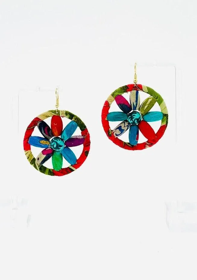 Fair Trade, Hoops/Earrings with Upcycled Cotton Fabric