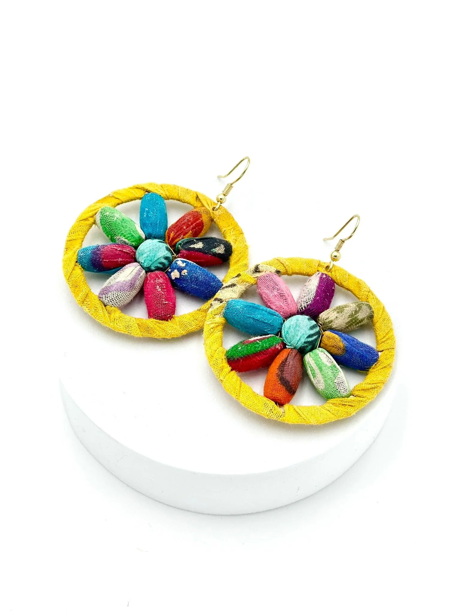 Fair Trade, Hoops/Earrings with Upcycled Cotton Fabric