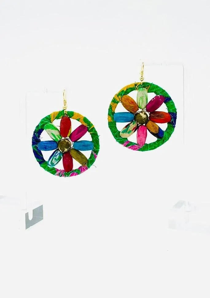 Fair Trade, Hoops/Earrings with Upcycled Cotton Fabric