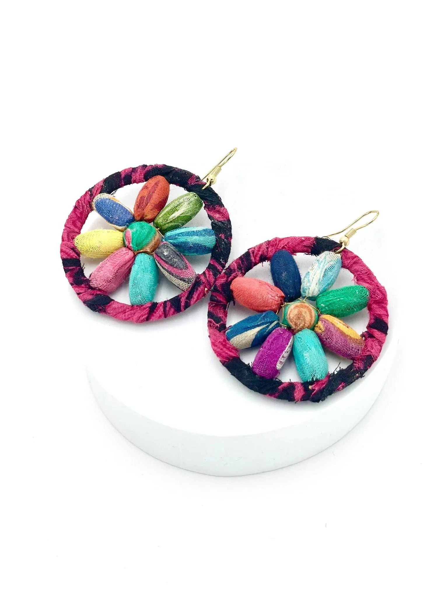 Fair Trade, Hoops/Earrings with Upcycled Cotton Fabric