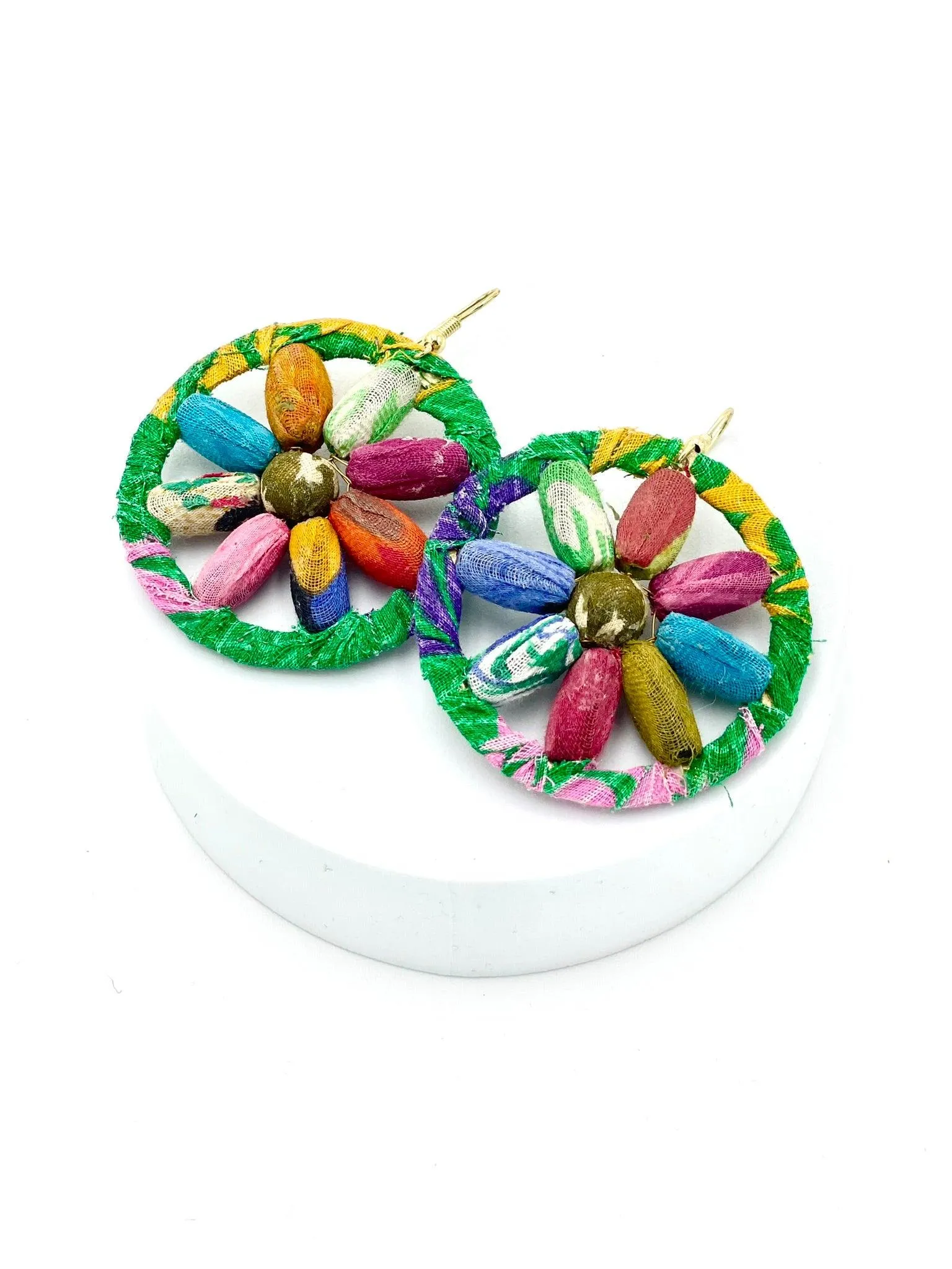 Fair Trade, Hoops/Earrings with Upcycled Cotton Fabric