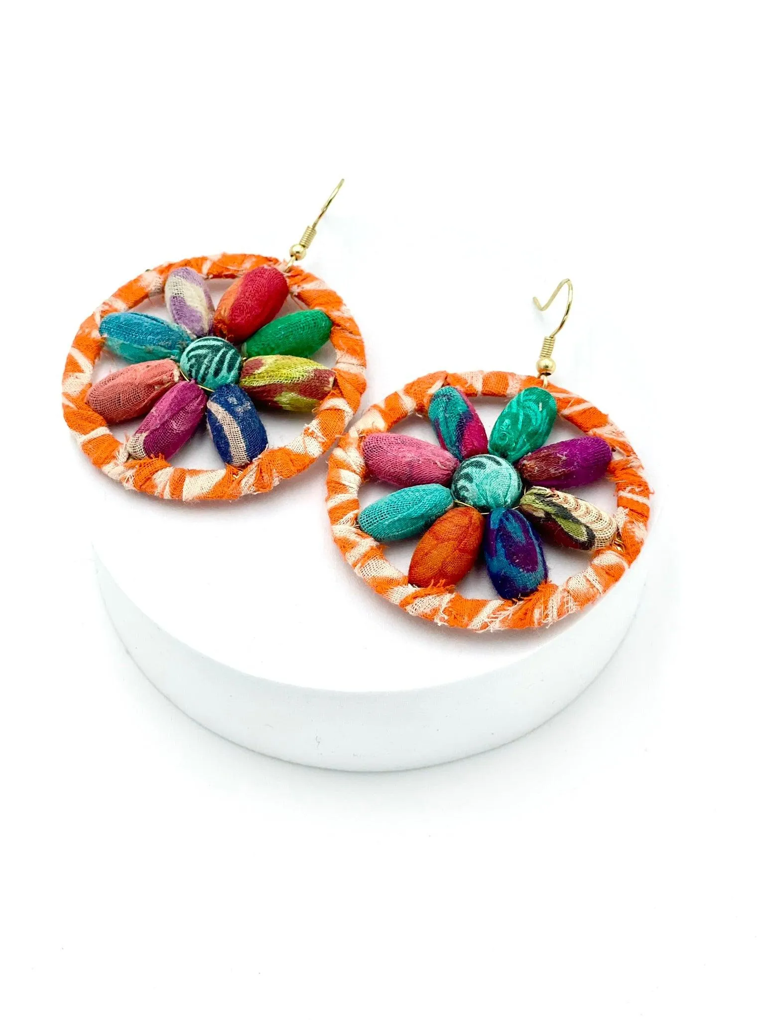 Fair Trade, Hoops/Earrings with Upcycled Cotton Fabric