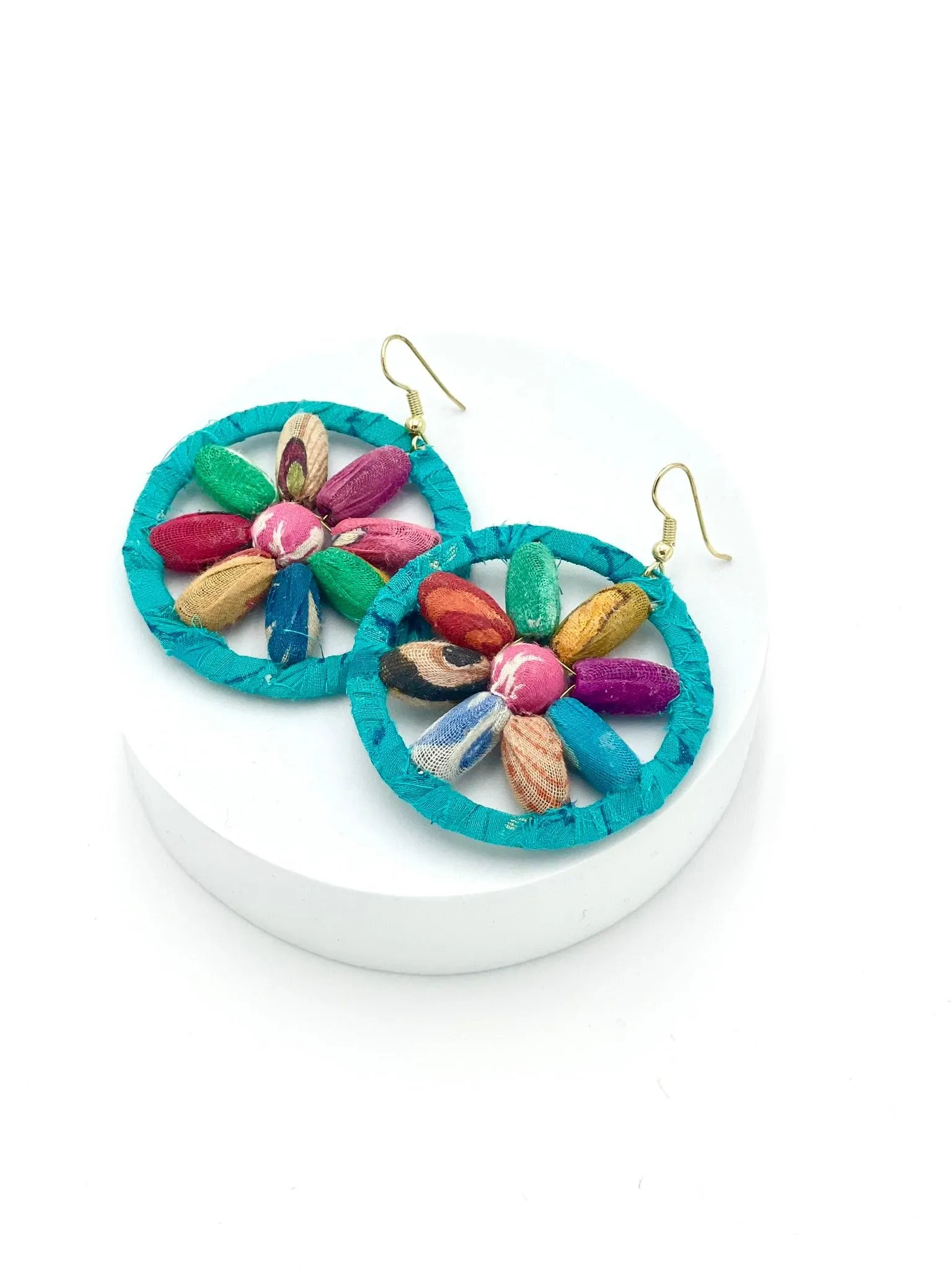 Fair Trade, Hoops/Earrings with Upcycled Cotton Fabric