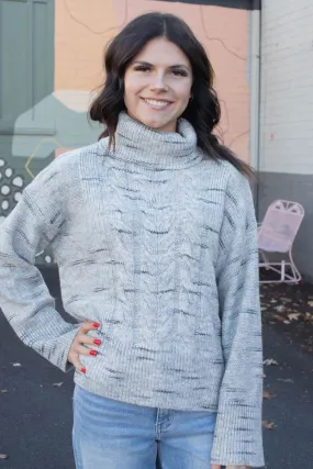 Feeling Cozy Cable Sweater, Light Grey Multi | Sanctuary