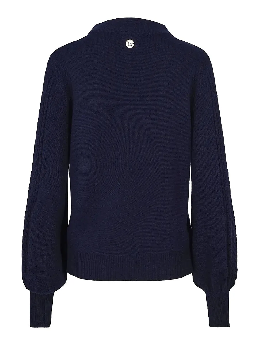 Feminin knitted pullover Navy