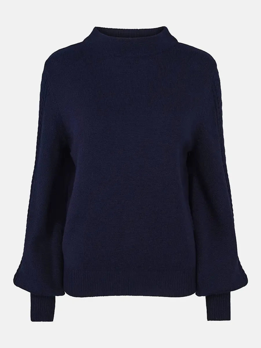 Feminin knitted pullover Navy