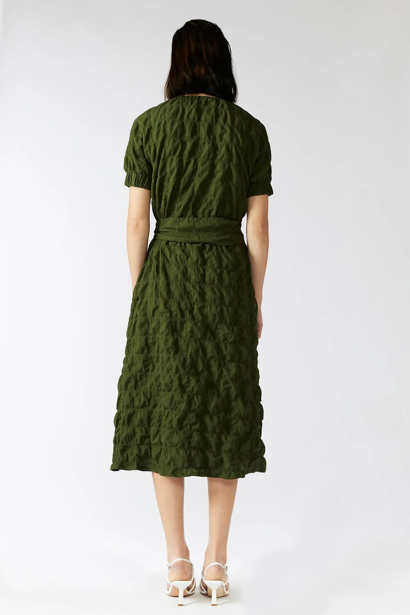 FERNERY DRESS [ Green Cotton, Short Sleeves ]