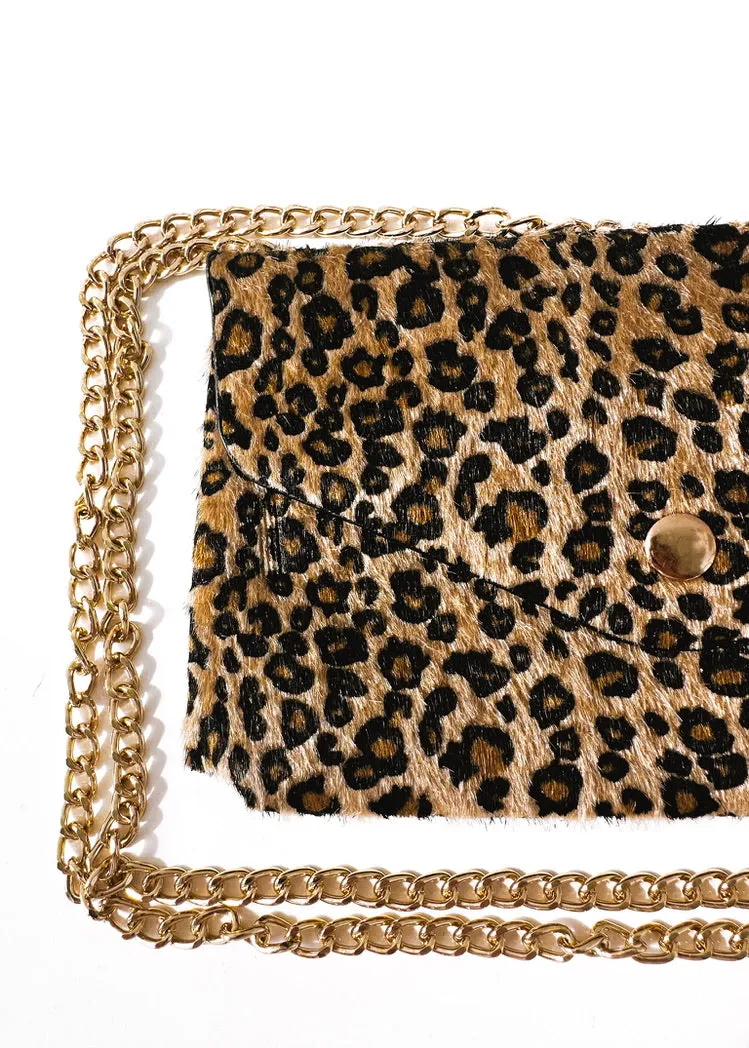 FINAL SALE: LEOPARD STATEMENT CLUTCH BAG