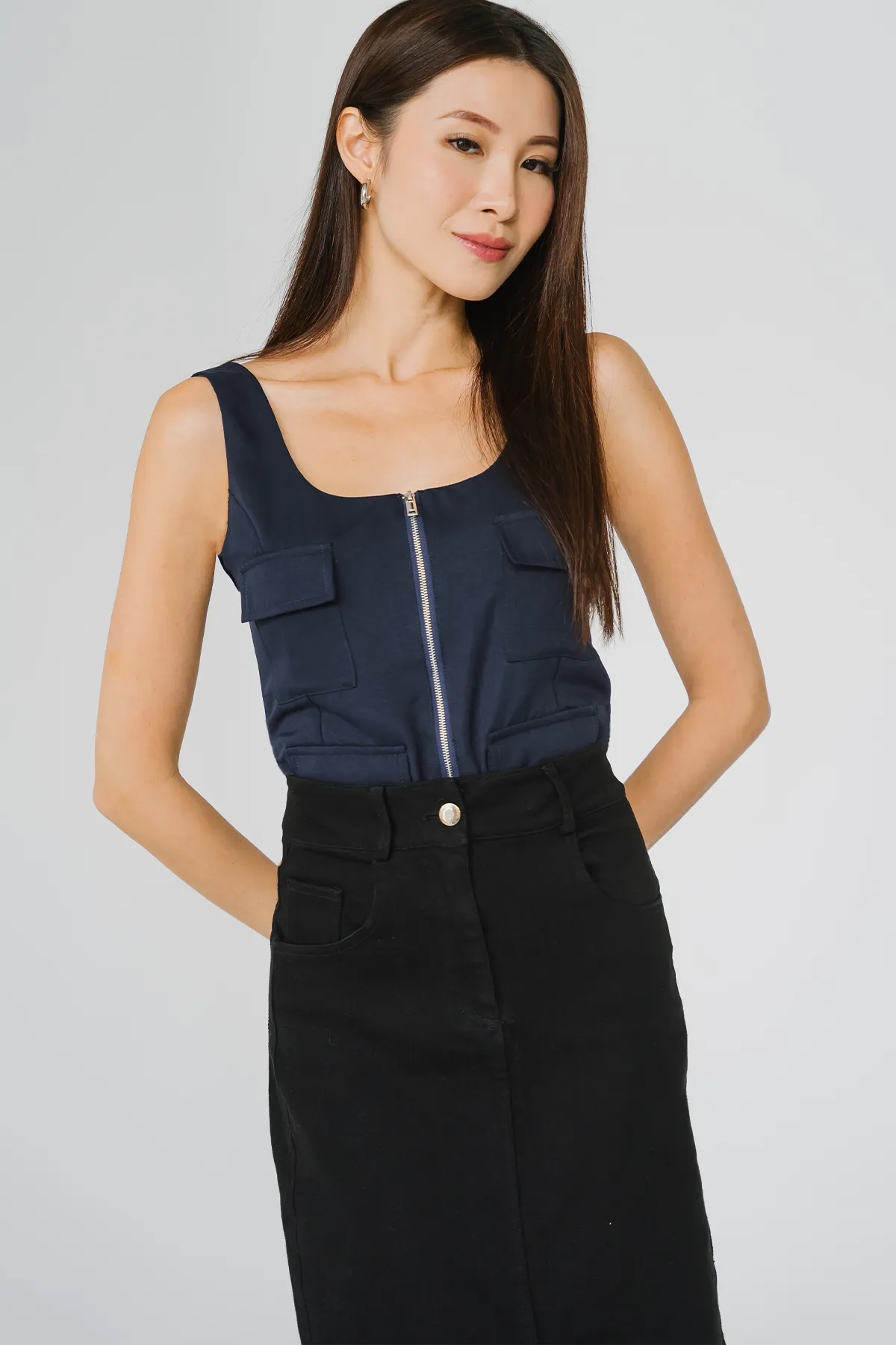 Flexi Pocket Top (Navy)