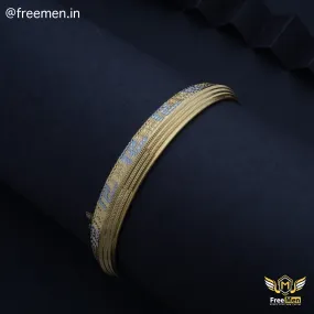 Freemen Gold Plated 3 Line Artisanal Design Kada For Men - FM206