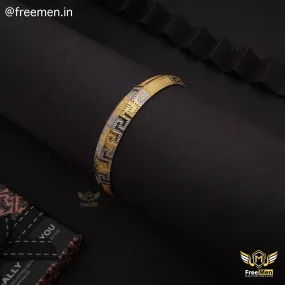 Freemen Gold Plated CNC Artisanal Design Kada For Men - FM205