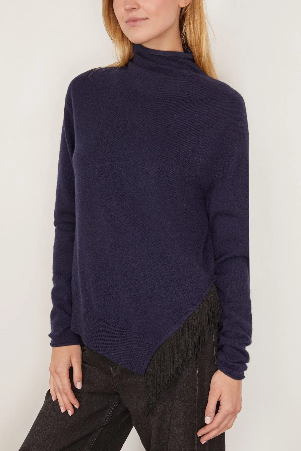 Fringe Statement Pullover in True Navy