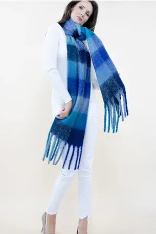 Fuzzy Multi Color Plaid Scarf