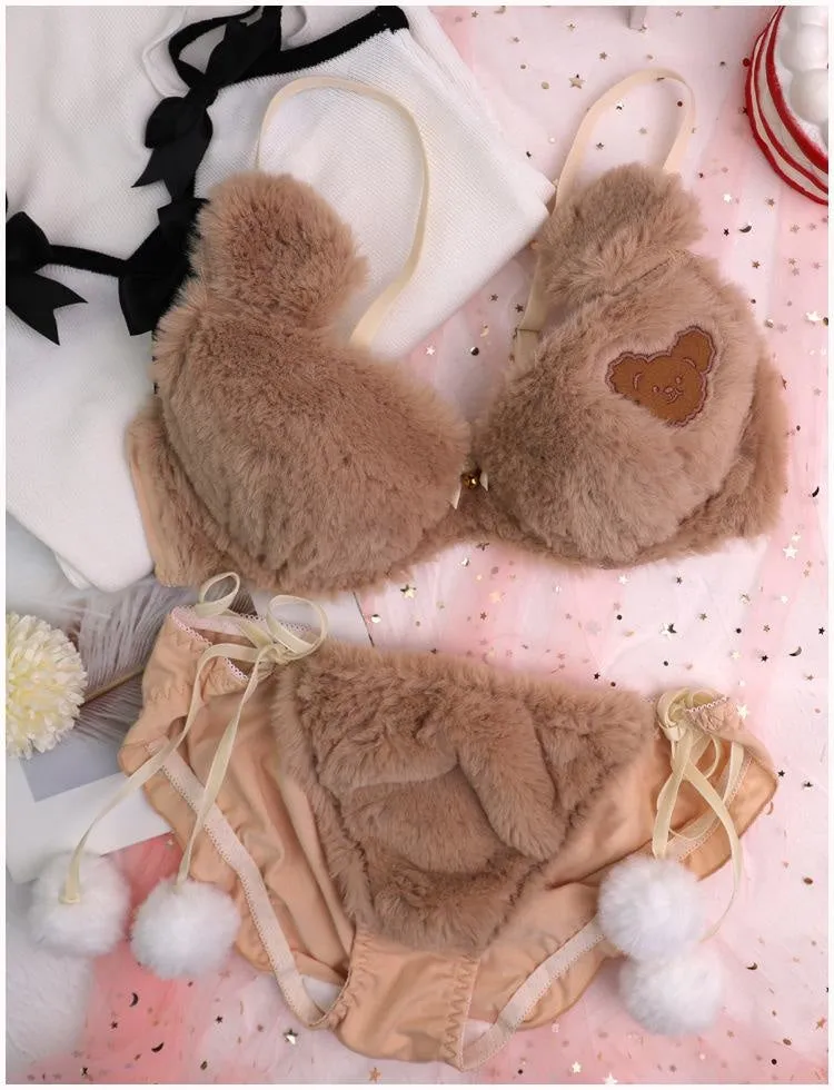 Fuzzy Teddy Bear Lingerie Set