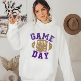 Game Day Football Crewneck Sweatshirt or Hooded Sweatshirt Minnesota Vikings Colors Unisex Sized Women's or Men's Sweatshirts