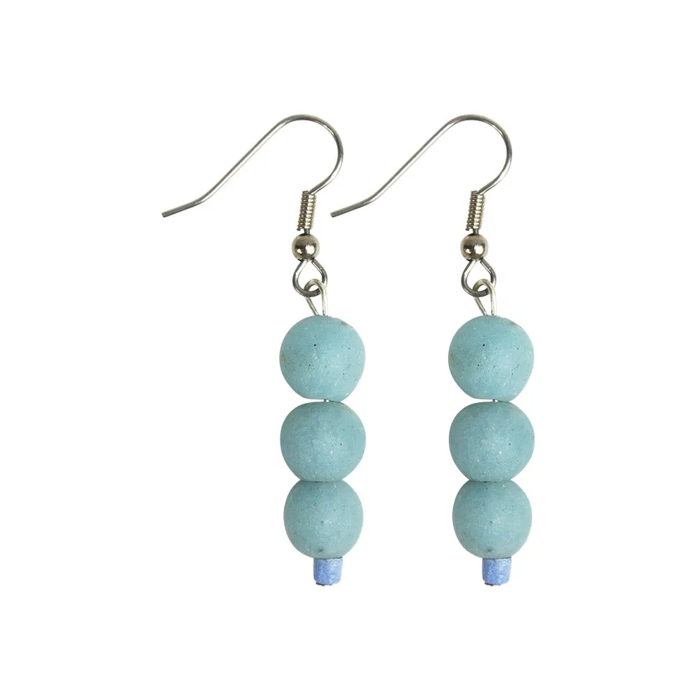 Global Mamas Glass Pearls Earrings Light Blue Global Mamas