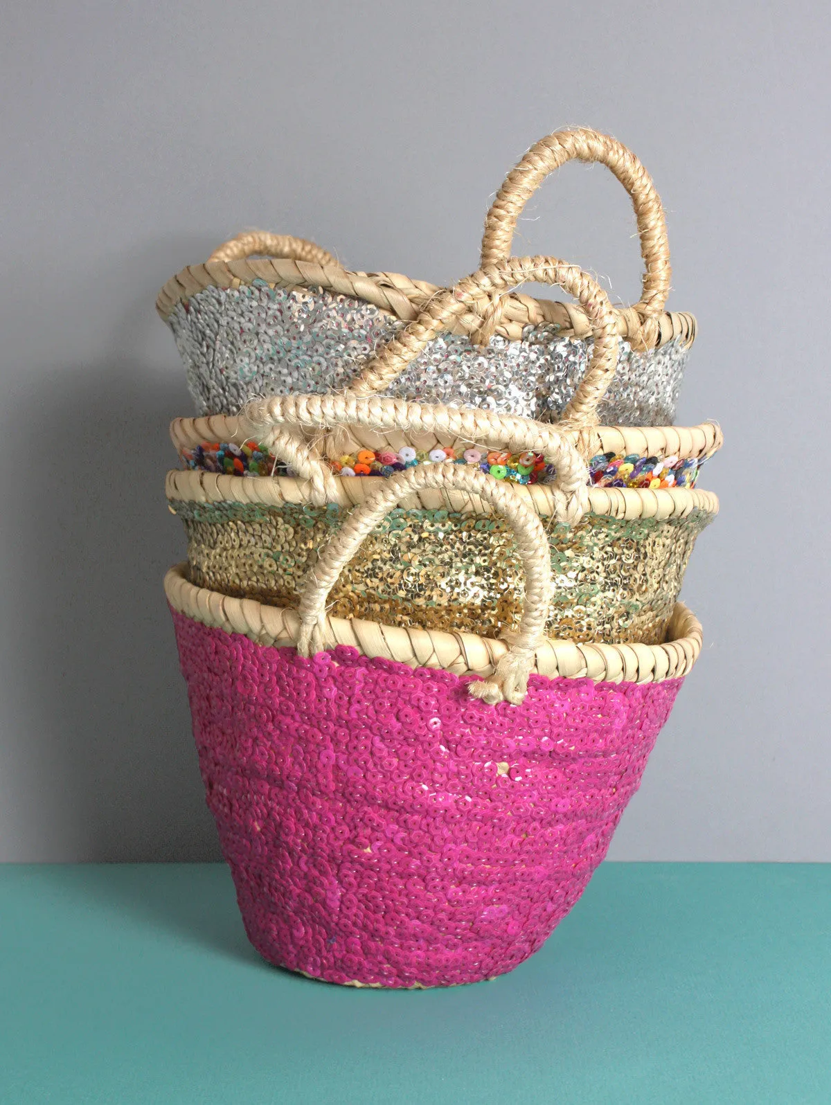 Gold Sequin Basket