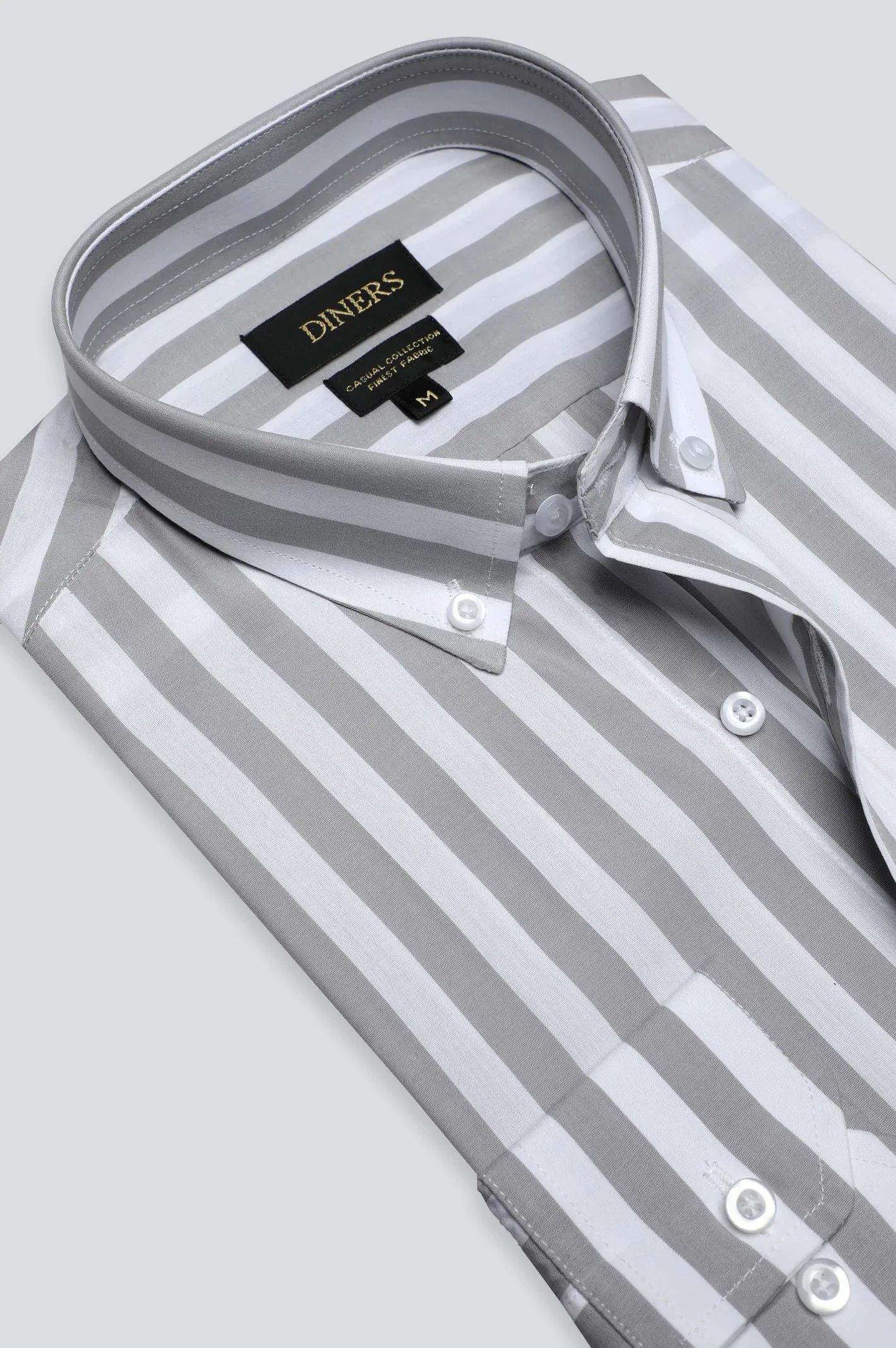 Grey Awning Stripe Casual Shirt